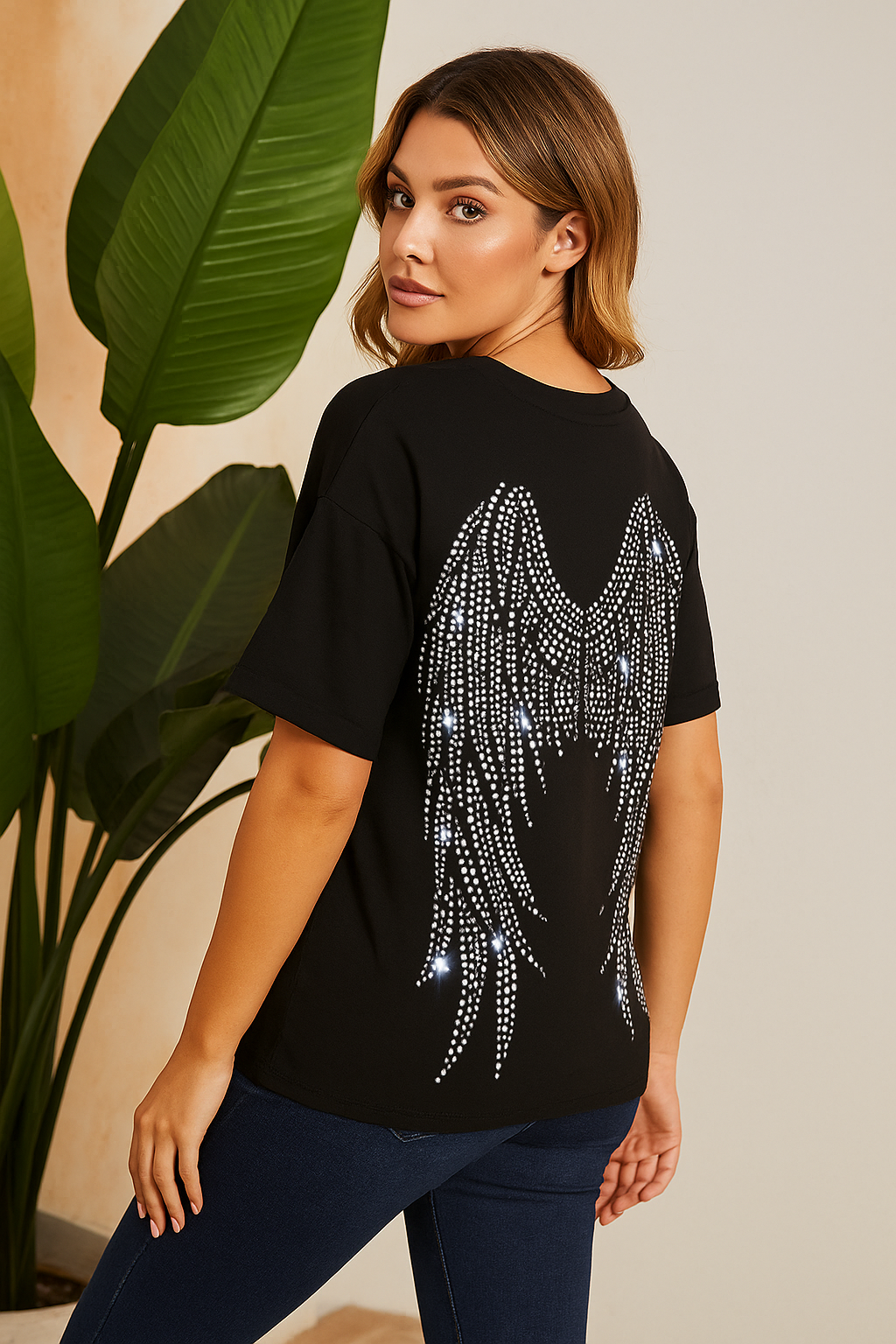 Angel Wings – Diamond Stone Drop-Shoulder Shirt