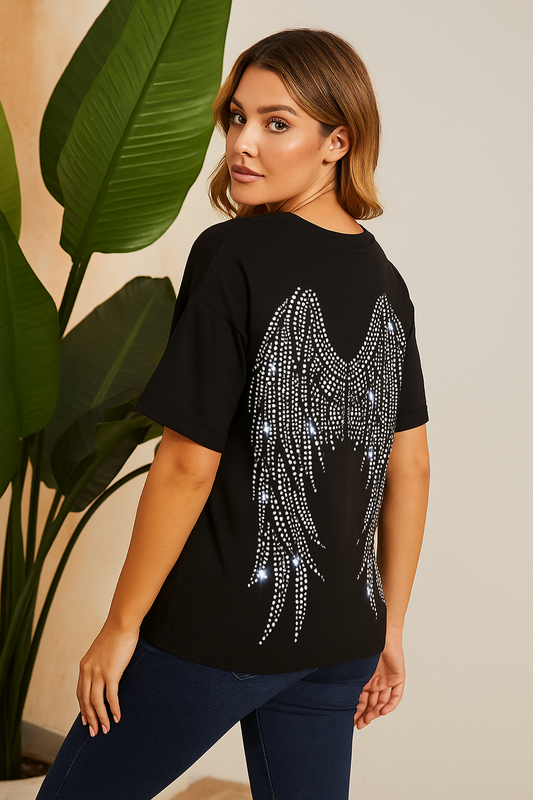 Angel Wings – Diamond Stone Drop-Shoulder Shirt
