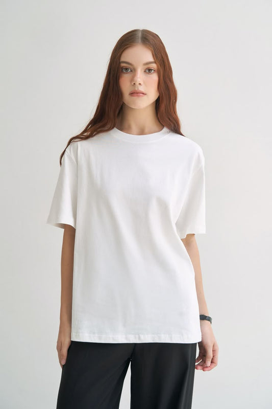 Basic White Drop Shoulder Tee
